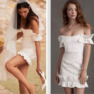 V. Chapman Hollyhock White Mini Dress Jacquard in Vanilla Macaron Size 2 NWT